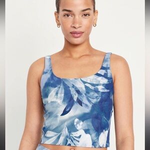 NWT Old Navy Women’s Light Support PowerSoft Longline Sports Bra Blue Large